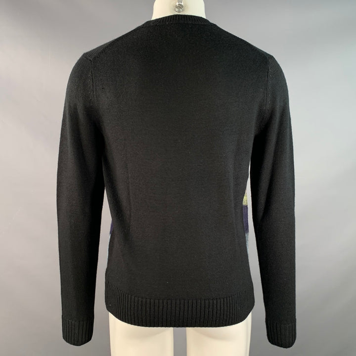 SAKS FIFTH AVENUE Size M Black Blue Yellow Stripe Acrylic Blend Sweater