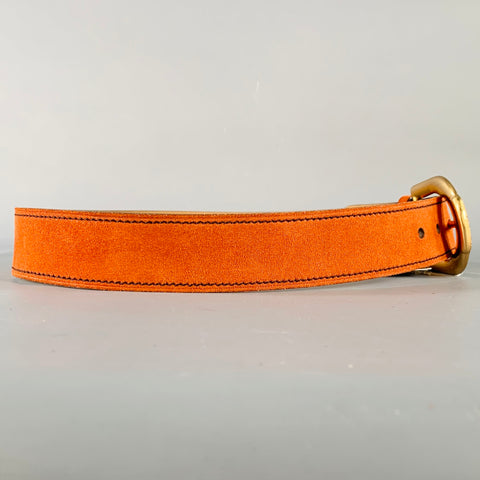PRADA Size 32 Orange Gold Suede Belt