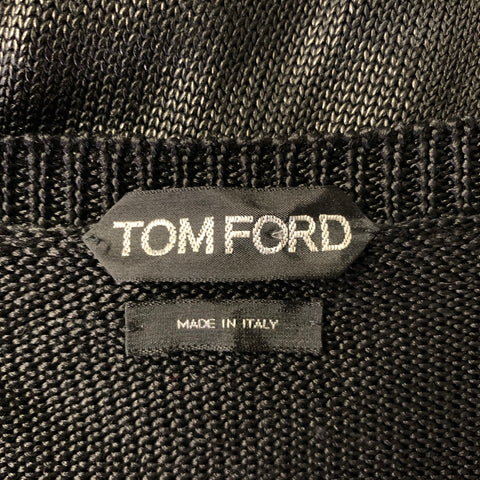 TOM FORD Size S Black Knitted Silk V-Neck Pullover