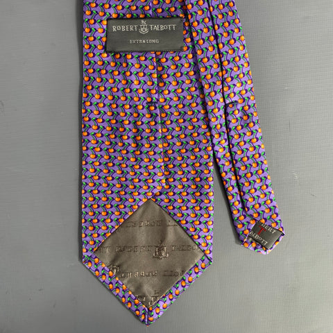 ROBERT TALBOTT Purple Orange & Green Fruit Silk Tie