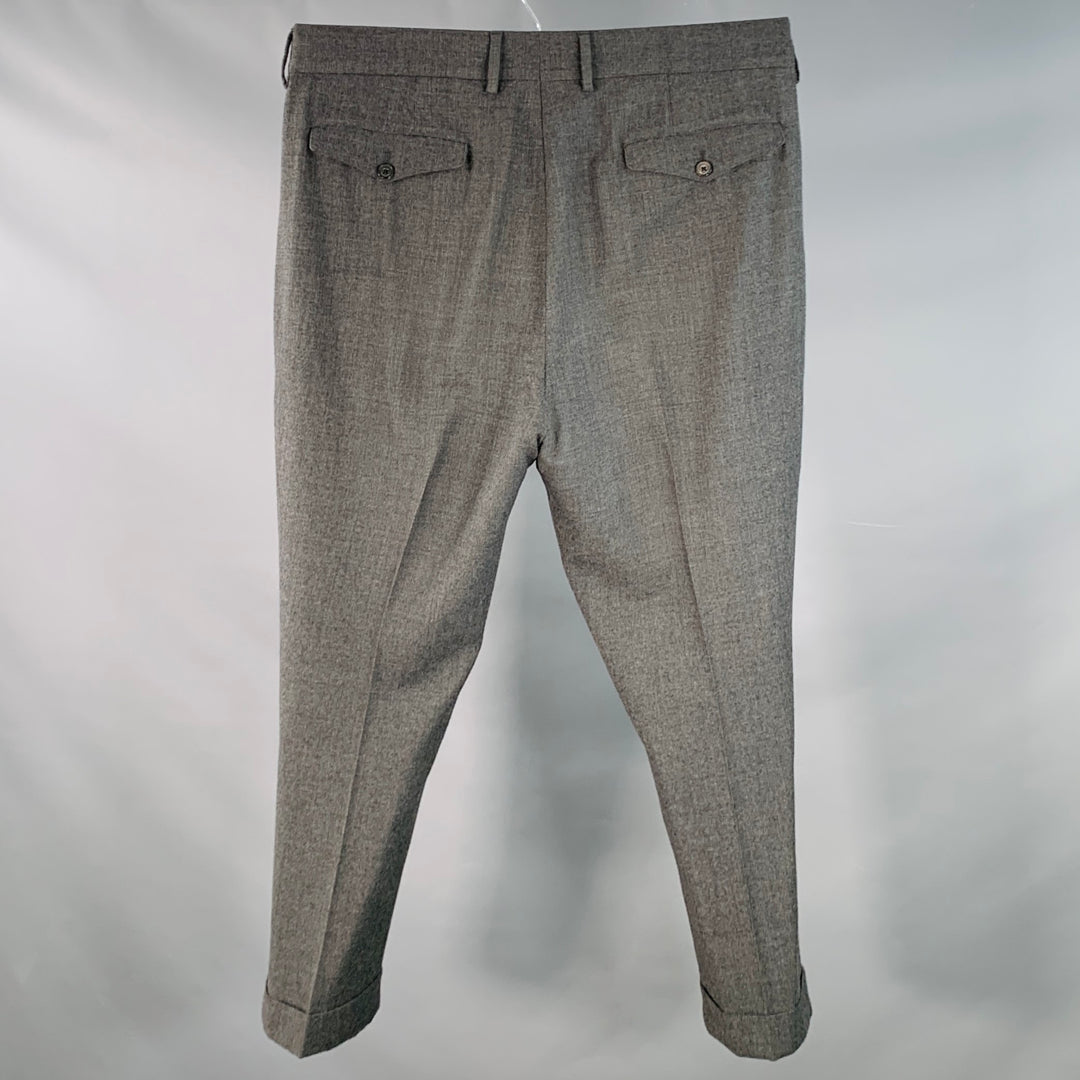 WOOSTER + LARDINI Size 34 Charcoal Grey Wool Pleated Tapered Dress Pants