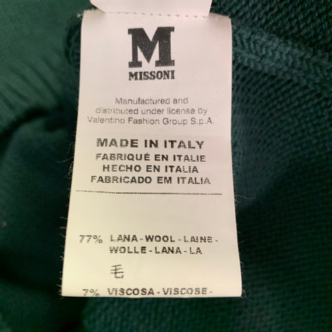 M MISSONI Size 12 Green Multi Color Wool Blend Knit Sweater Dress