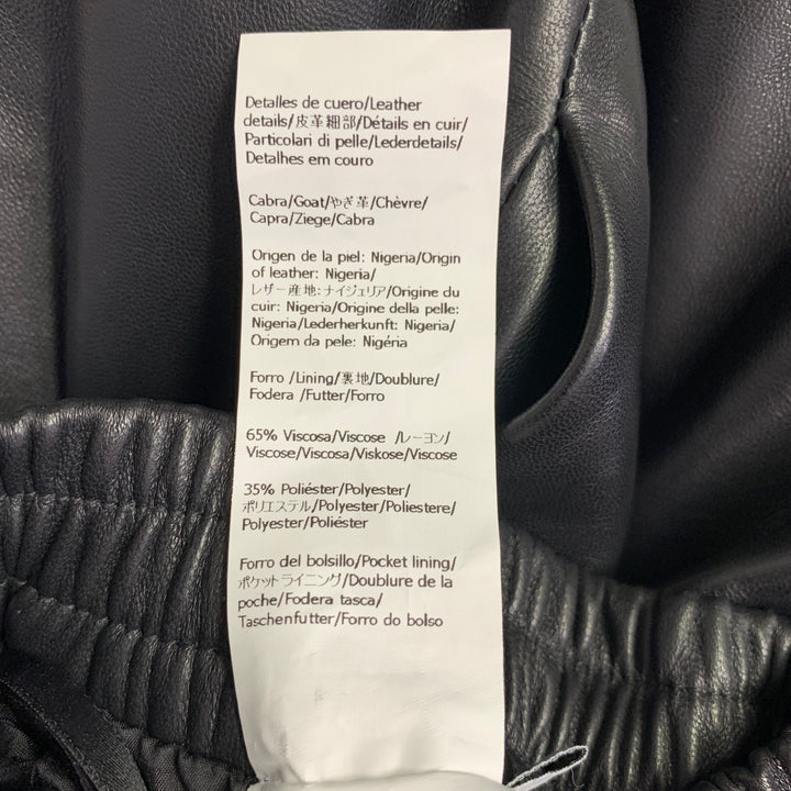 LOEWE Size XS Black Lambskin Leather Goat Suede Wide Leg Dress Pants