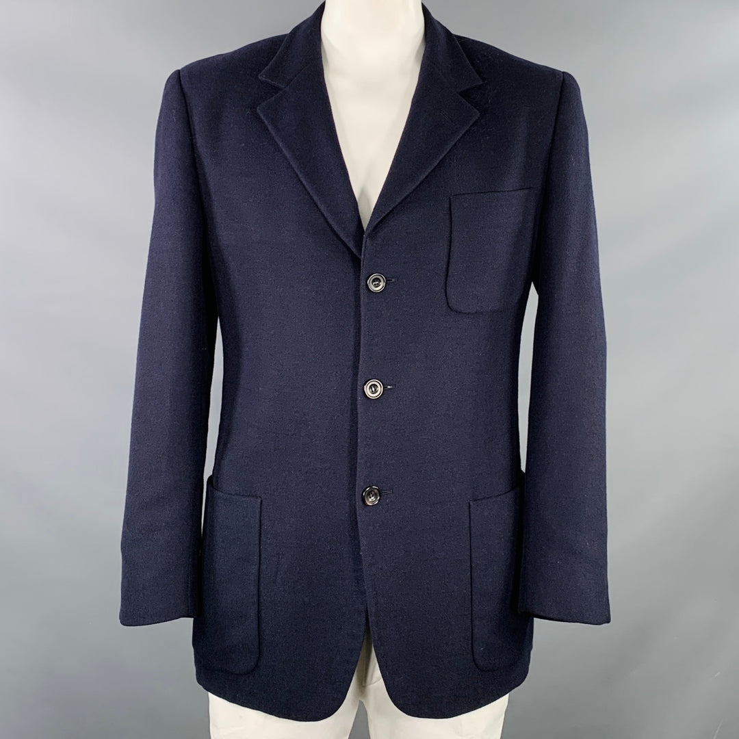 ERMENEGILDO ZEGNA Size 42 Navy Cashmere Wool Notch Lapel Jacket