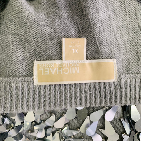 MICHAEL by MICHAEL KORS Size XL Grey Silver Cotton Blend Pullover