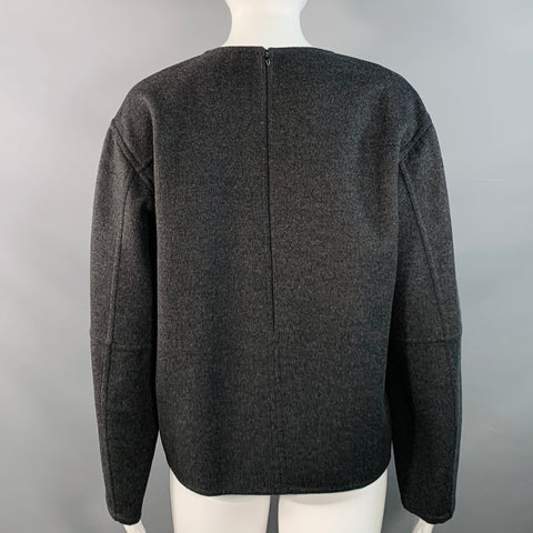 CELINE Vintage Size 6 Grey Charcoal Virgin Wool Cashmere Crew Neck Pullover
