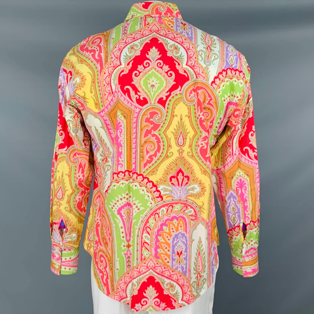 ROBERT GRAHAM Talla XL Camisa de manga larga de algodón con estampado floral abstracto multicolor