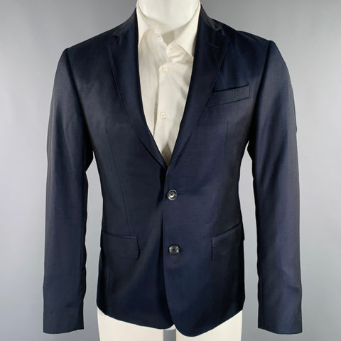 ZIGNONE Blazer en laine bleu marine, taille 38, simple boutonnage