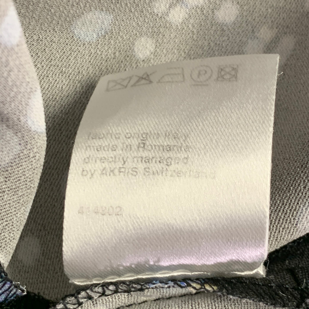 AKRIS Size 10 Black Multi Color Viscose Blend Abstract Cityscape Sleeveless Dress