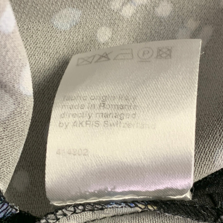 AKRIS Size 10 Black Multi Color Viscose Blend Abstract Cityscape Sleeveless Dress