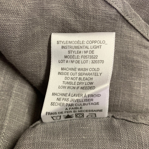 THEORY Size S Grey Linen Button Down Short Sleeve Shirt