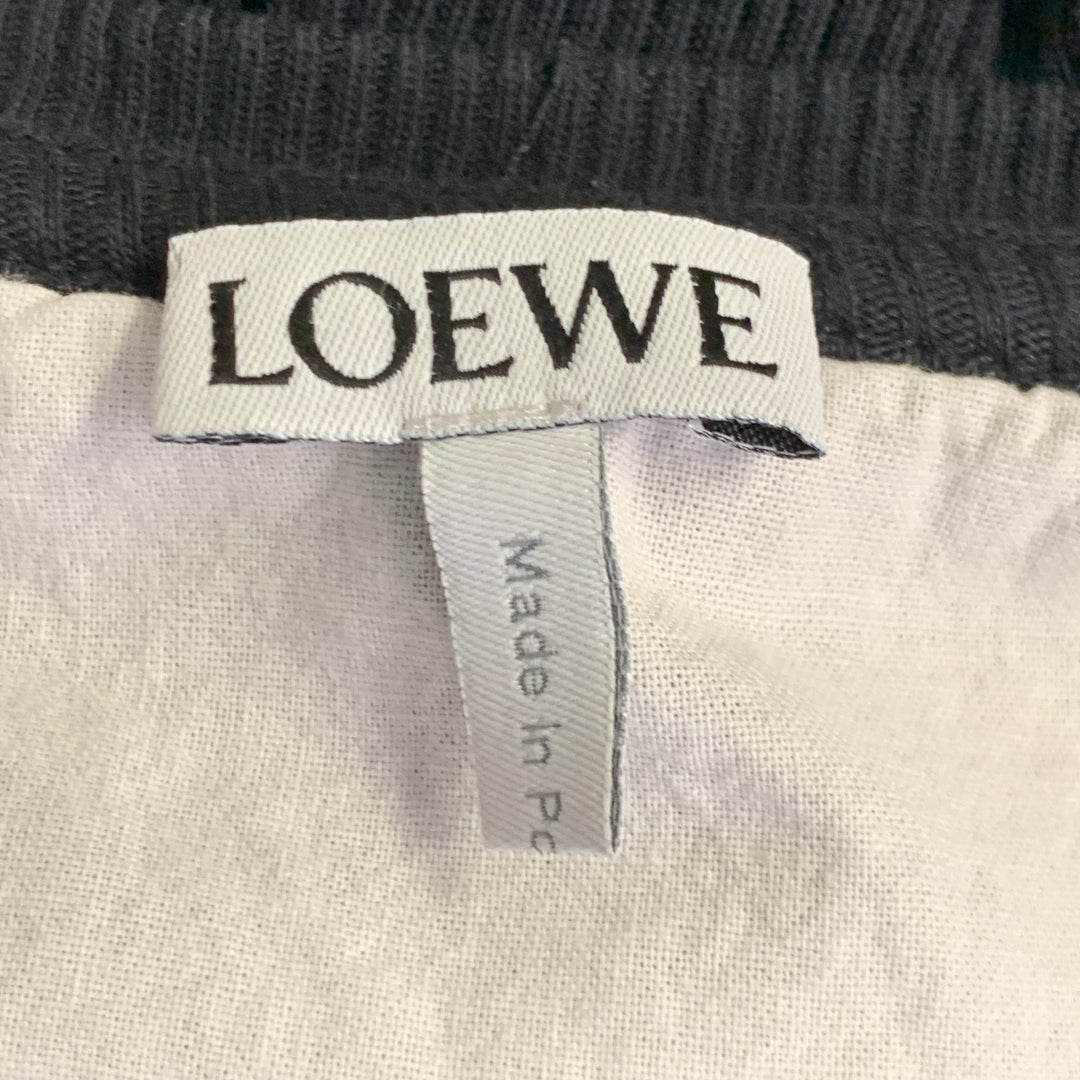 LOEWE Size XL Anagram Black White Jersey Ribbed Sleeveless Tank Midi Dress