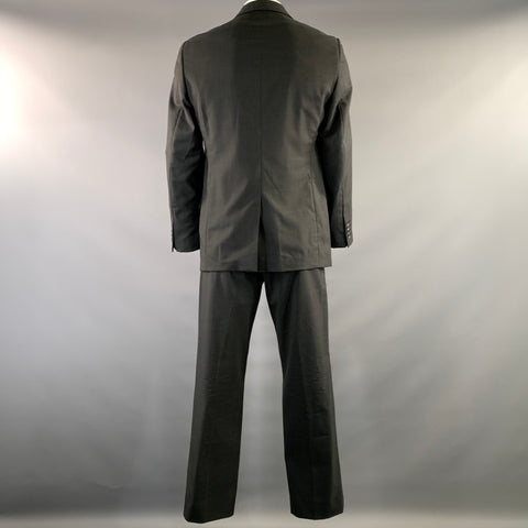 CALVIN KLEIN COLLECTION Chest Size 40 Grey Dark Wool Notch Lapel Suit