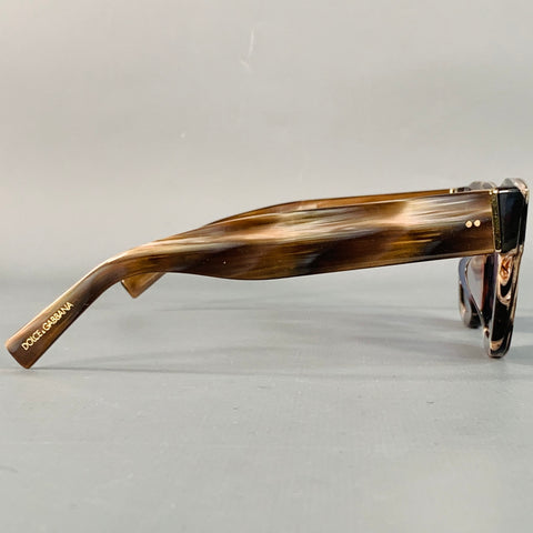 DOLCE & GABBANA Blue Brown Marbled Acetate Square Sunglasses