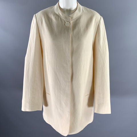 THE ROW Size L Cream Linen Blend Blazer