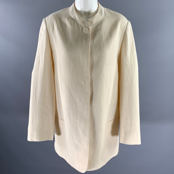 THE ROW Size L Cream Linen Blend Blazer