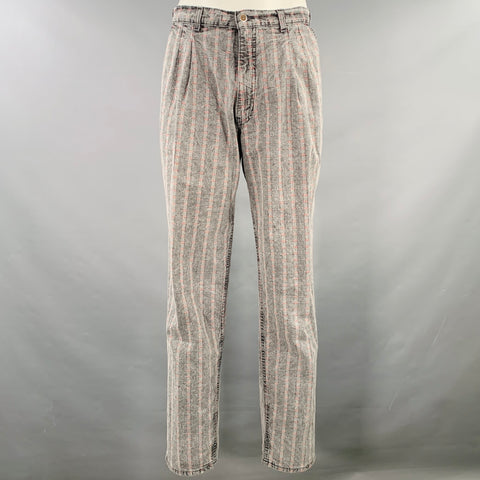 LEVI STRAUSS Size 36 Grey Red Stripe Cotton Pleated Casual Pants