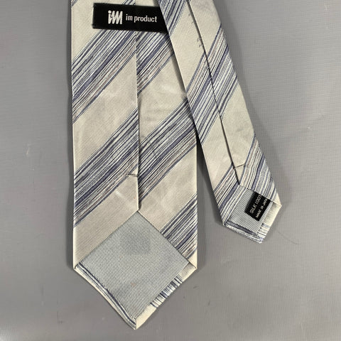 ISSEY MIYAKE Gray Light Blue Jacquard Silk Tie
