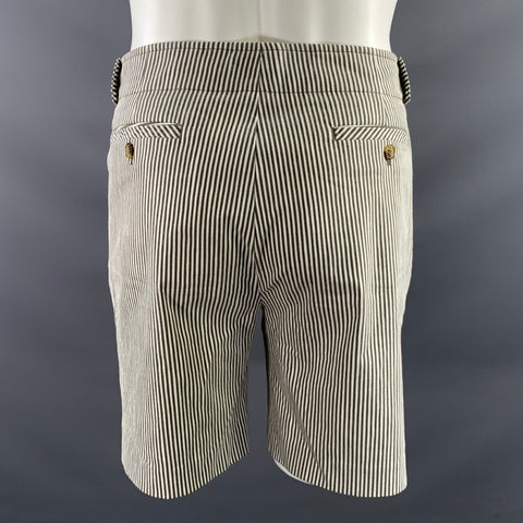 MR TURK Size 40 White Grey Stripe Cotton Blend Shorts