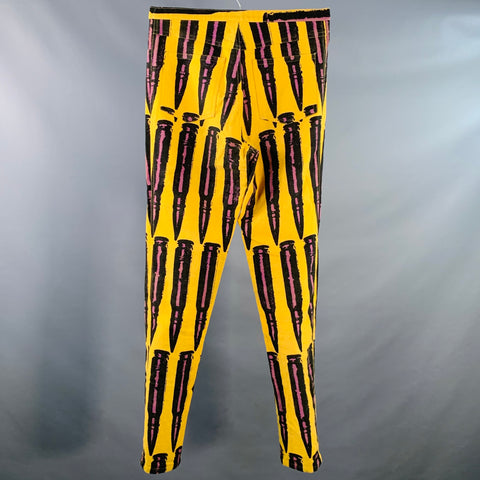 STEPHEN SPROUSE Vintage FW88 Size 31 Yellow Purple Black Bullet Print Cotton Tapered Jeans