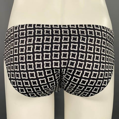 BYBLOS Size 36 Black White Squares Polyamide Blend Elastic Waistband Speedo