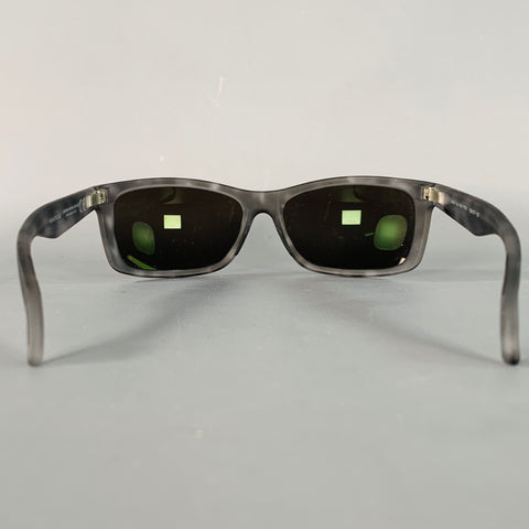 MAUI JIM Puhi Matte Grey Black Marbled Acetate Wrap Around Sunglasses