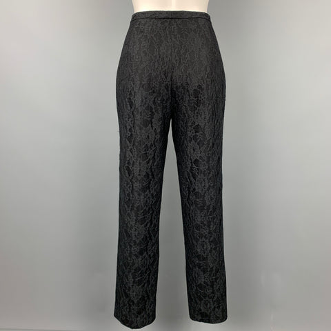 RICHARD TYLER Size 10 Black Wool Blend Lace Evening Dress Pants