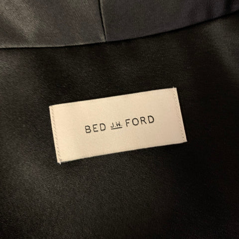 BED J.W. FORD Size L Black White Satin Pajama Long Sleeve Shirt