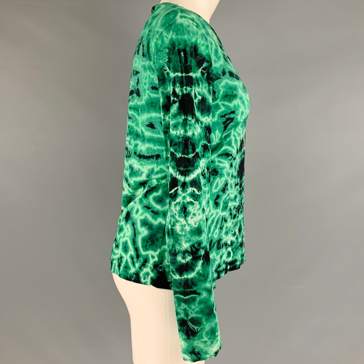 PROENZA SCHOULER Size S Green Black Cotton Tie Dye Long Sleeve Casual Top