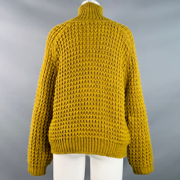 THE GREAT Size M Yellow Mustard Acrylic Blend Knit Half Placket Sweater