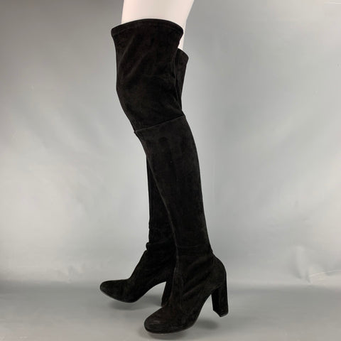 GIANFRANCO FERRE Talla 7.5 Botas de tacón grueso de ante negro