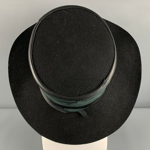 MOVE ROMA Black Leather Felt Layered Hat