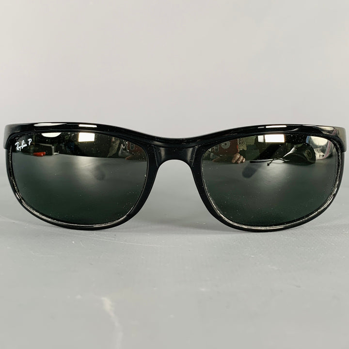 RAY-BAN Black Acetate Wrap Around Polarized Sunglasses