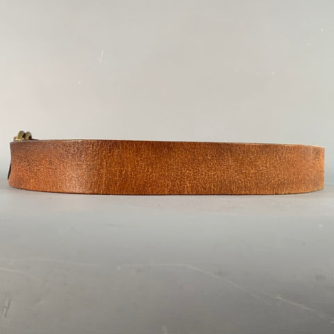 RRL by RALPH LAUREN Vintage Size L Brown Leather Double Ring Buckle Belt