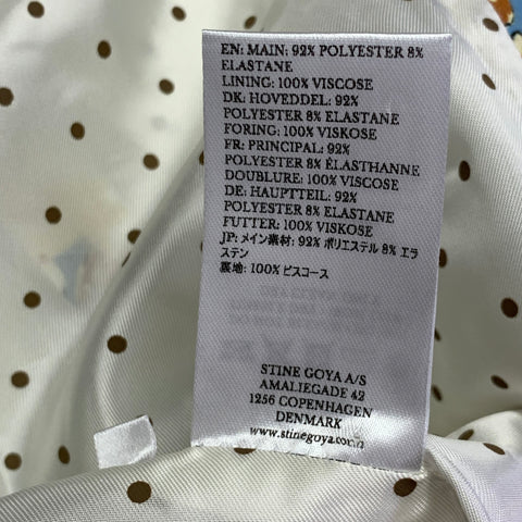 STINE GOYA Size L Blue Tan Polyester Blend Floral Notch Lapel Zip Pockets Jacket Blazer