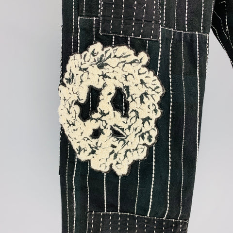 LEVI STRAUSS Size 32 Black White Patches Cotton Embroidered Jeans