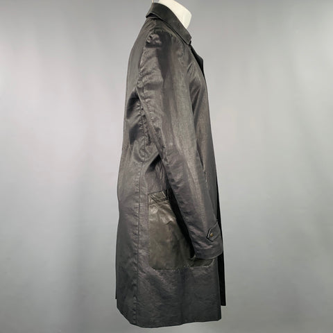 MIGUEL ANTOINNE Size M Black Mixed Fabrics Zip Up Snaps Coat