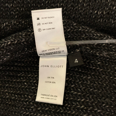 JOHN ELLIOTT Size XL Grey Black Knit Linen  Cotton Cape Cardigan