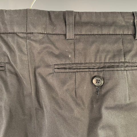 DIRK SCHONBERGER Size 28 Black Cotton Flat Front Pleated Stripe Casual Pants