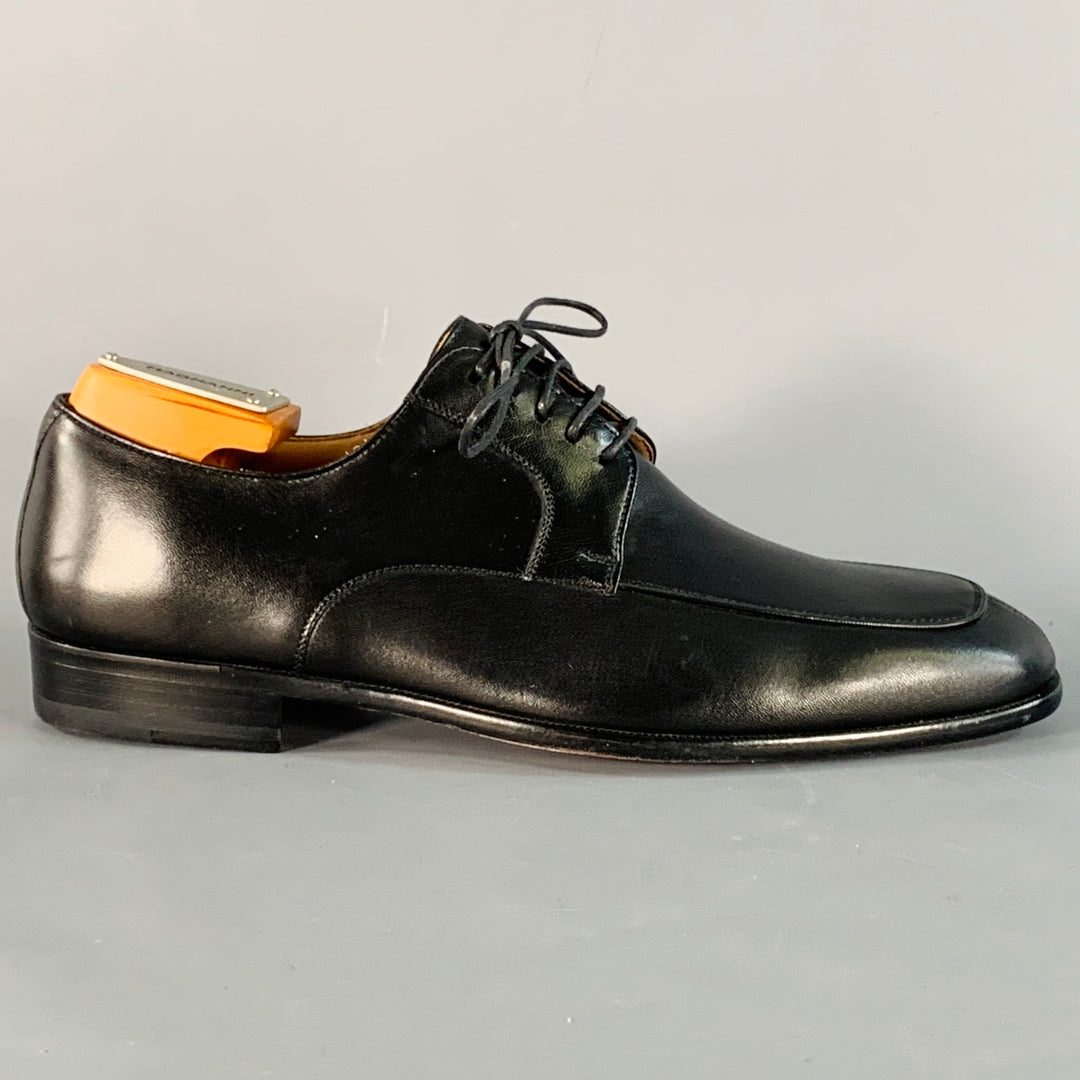 MAGNANNI Size 8.5 Black Leather Derby Split Toe Lace-Up Shoes