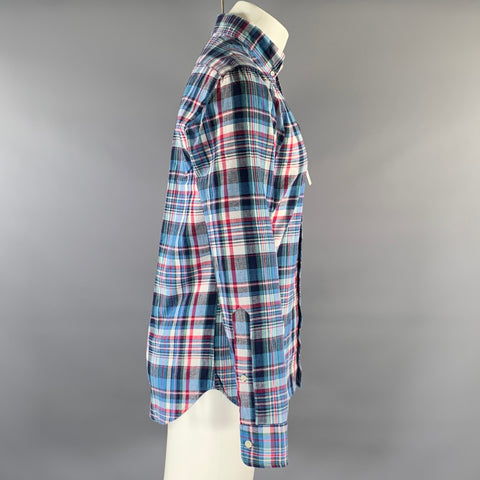 TAYLOR STITCH Size S Blue Multi-Color Plaid Cotton Button Down Long Sleeve Shirt