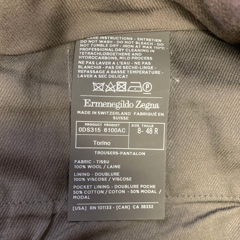 ERMENEGILDO ZEGNA Size 32 Charcoal Wool Slim Fit Dress Pants