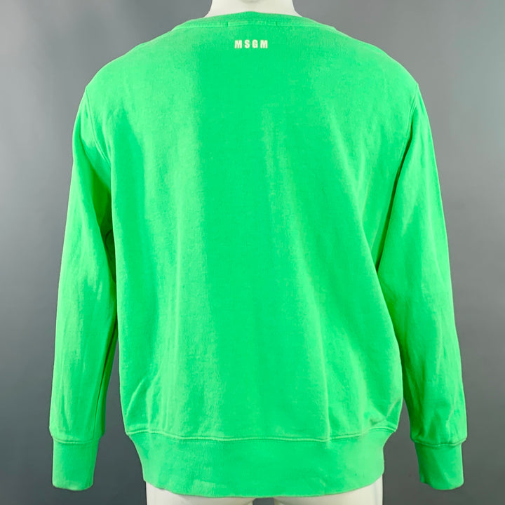 MSGM Size M Alessandro Green Graphic Cotton Crew Neck Sweatshirt