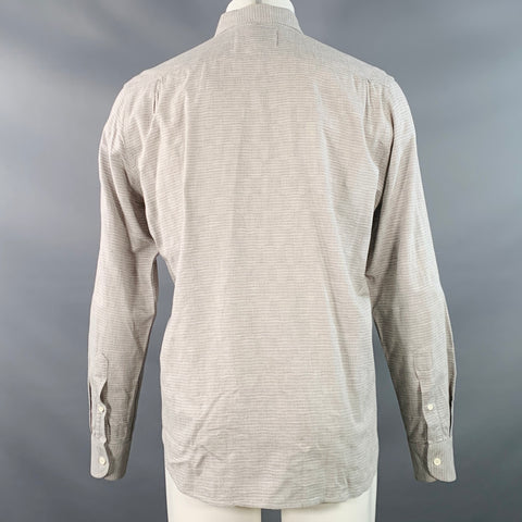OUR LEGACY Size 38 Grey White Textured Cotton Button Down Collar One Pocket Long Sleeve Shirt