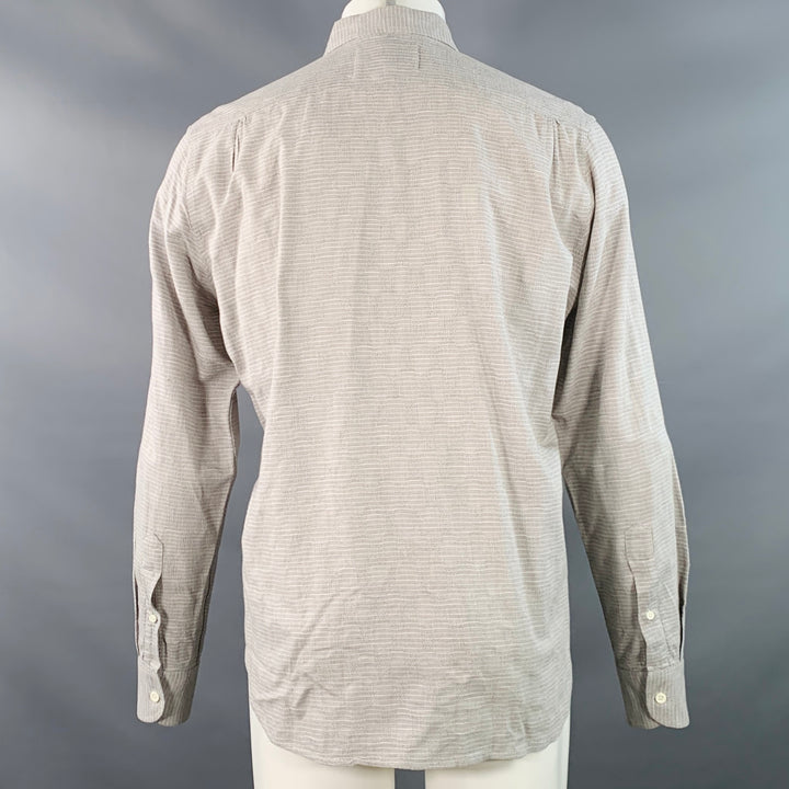 OUR LEGACY Size 38 Grey White Textured Cotton Button Down Collar One Pocket Long Sleeve Shirt