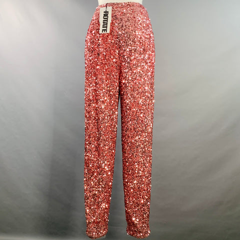 ROTATE Size 2 Alexa Pink Polyester Sequined Tapered Casual Pants
