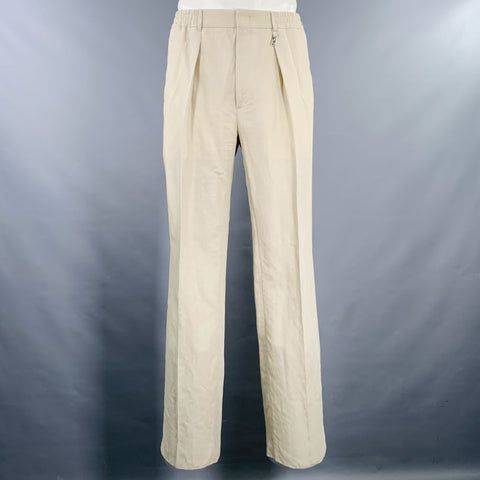 FENDI Size 36 Khaki Linen Blend Elastic Waistband Casual Pants