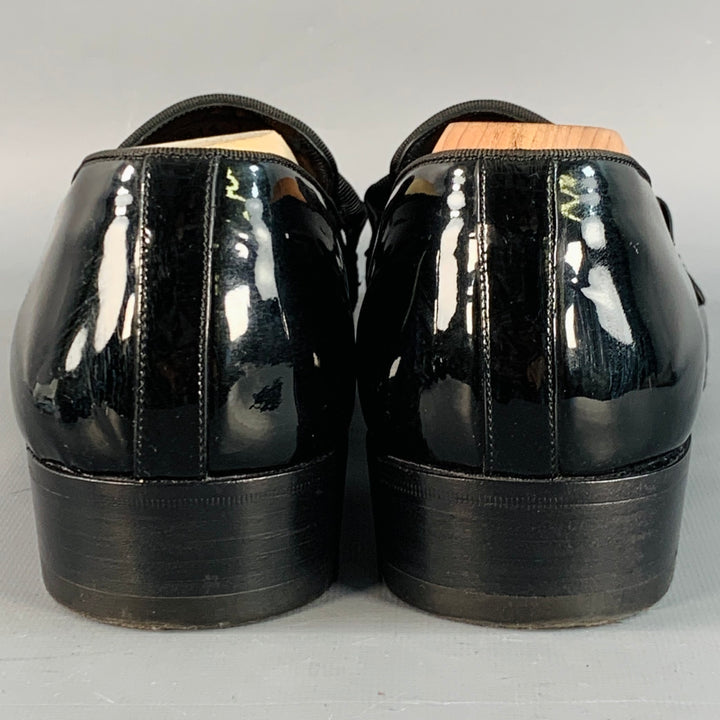 TOM FORD Size 10.5 Nero Black Patent Leather Grosgrain Trim Slip On Loafers