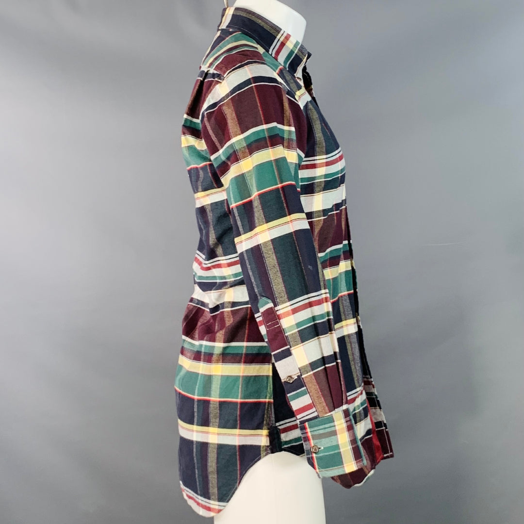 THOM BROWNE Size XS Multi Color Plaid Cotton One Pocket Long Sleeve Shirt