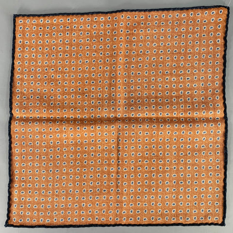 BRUNELLO CUCINELLI Orange Navy Paisley Pocket Square